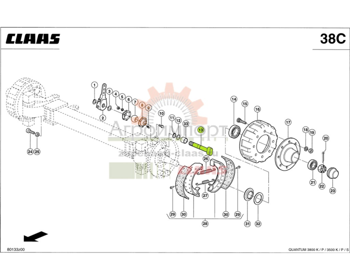 0001387300 CLAAS ВАЛ РАЗЖ.КУЛАКА