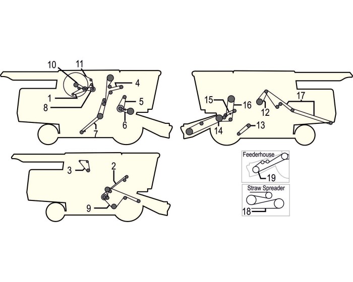 Элементы привода комбайна Jone Deere 9500, 9500SH Элементы привода комбайна Jone Deere 9500, 9500SH