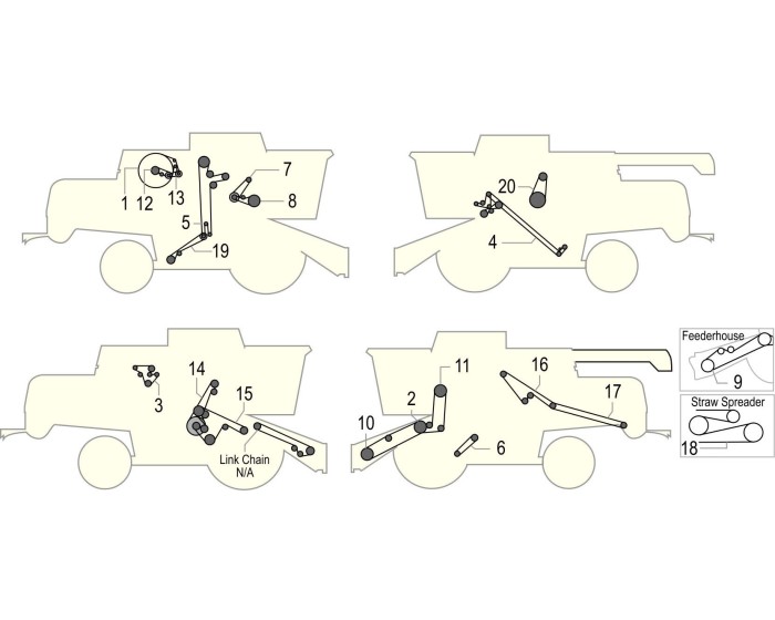 Элементы привода комбайна Jone Deere 9650