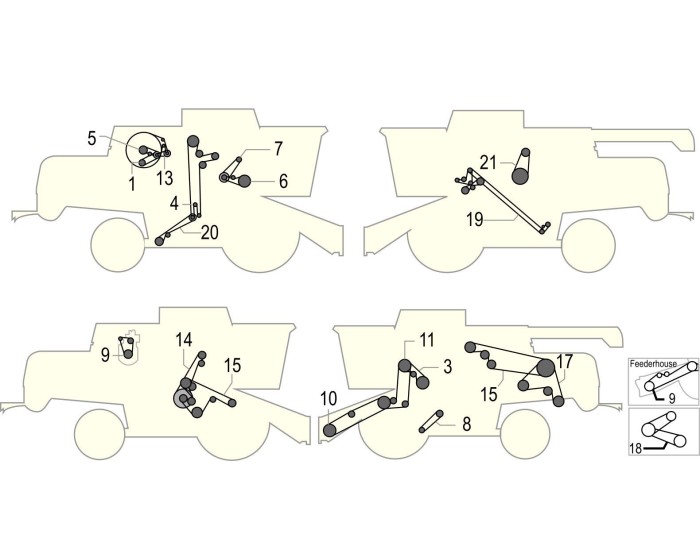 Элементы привода комбайна Jone Deere 9660 CTS