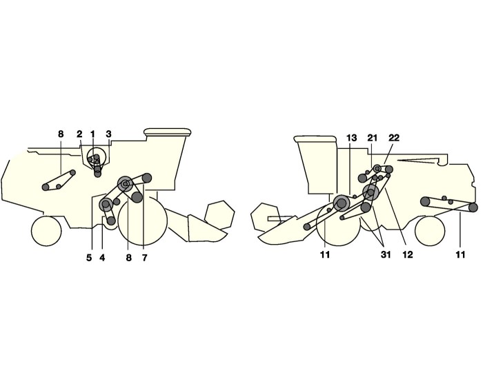 Элементы привода комбайна Jone Deere 1055