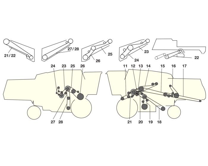 Элементы привода комбайна Jone Deere 2254 - 2256 — 2258 Элементы привода комбайна Jone Deere 2254 - 2256 — 2258