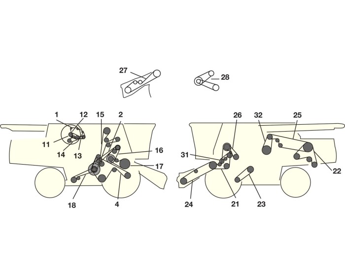 Элементы привода комбайна Jone Deere CTS 2 (USA)