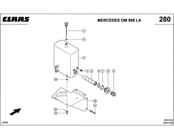 Гидравлический бак схема 1 Claas Mega 360-370