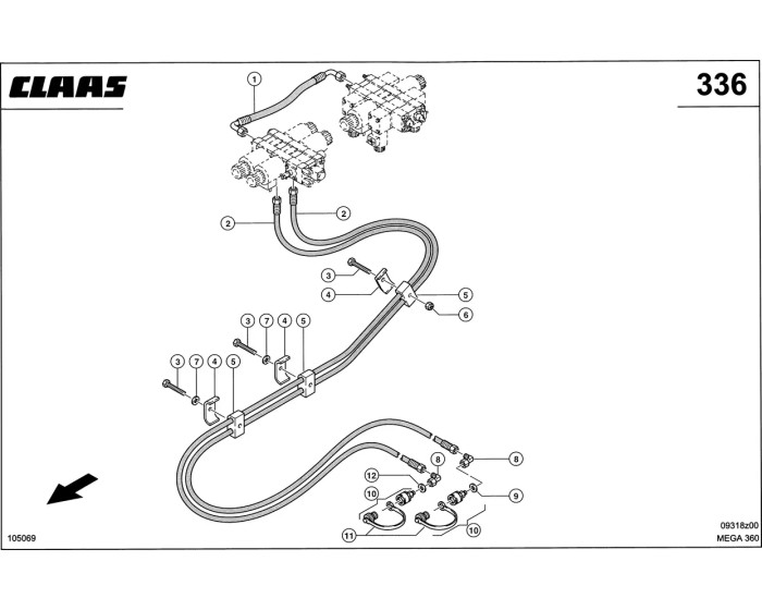 Гидропроводы высокого давления, вынос мо Claas Mega 360-370