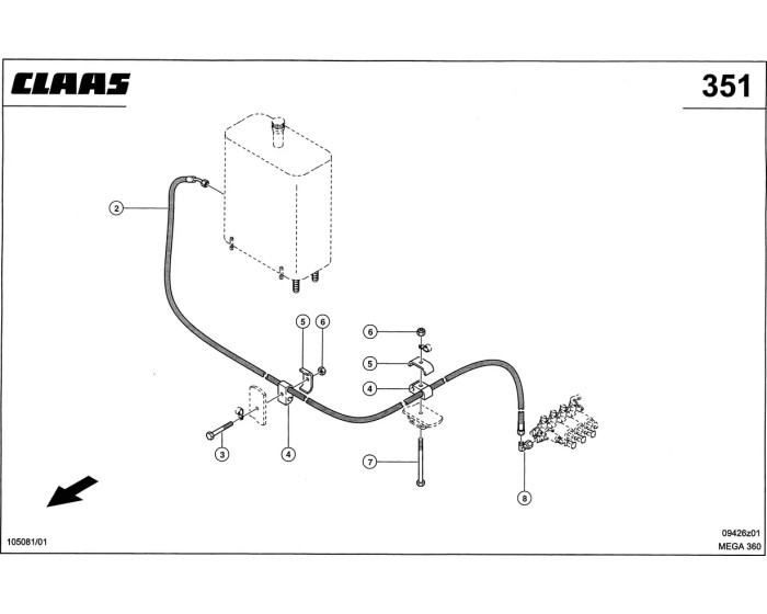 Гидропроводы низкого давления, сливной т Claas Mega 360-370