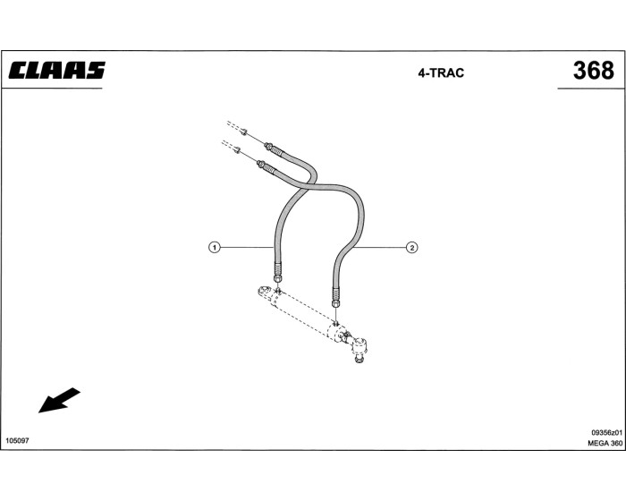 Гидропроводы, рулевой гидроцилиндр 4 Claas Mega 360-370