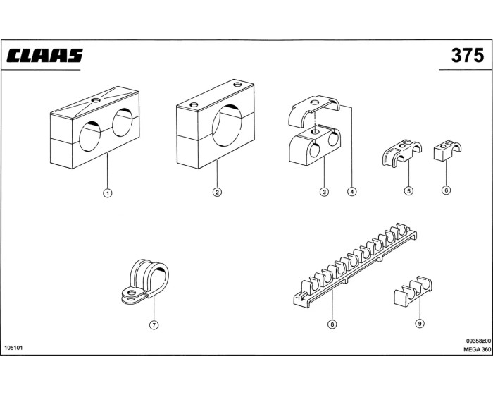 Детали крепления трубопроводов Claas Mega 360-370