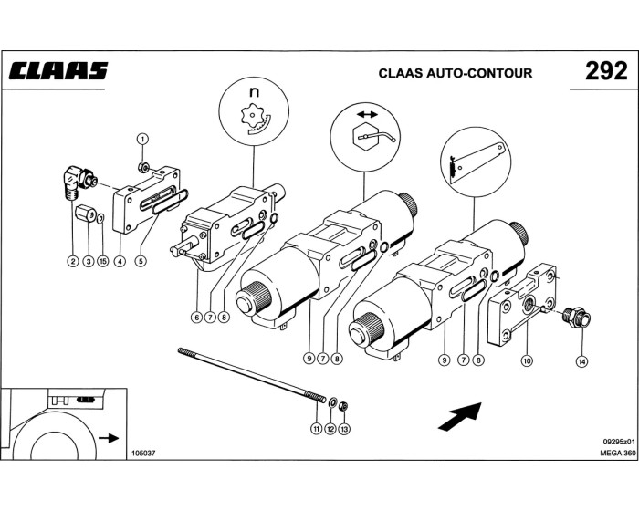 Передний распределитель схема 2 Claas Mega 360-370