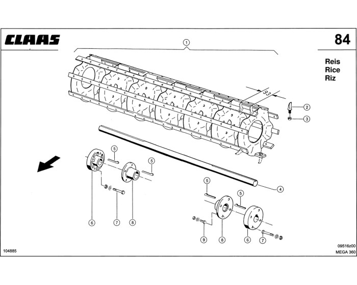 Штифтовый барабан, оснастка для риса Claas Mega 360-370