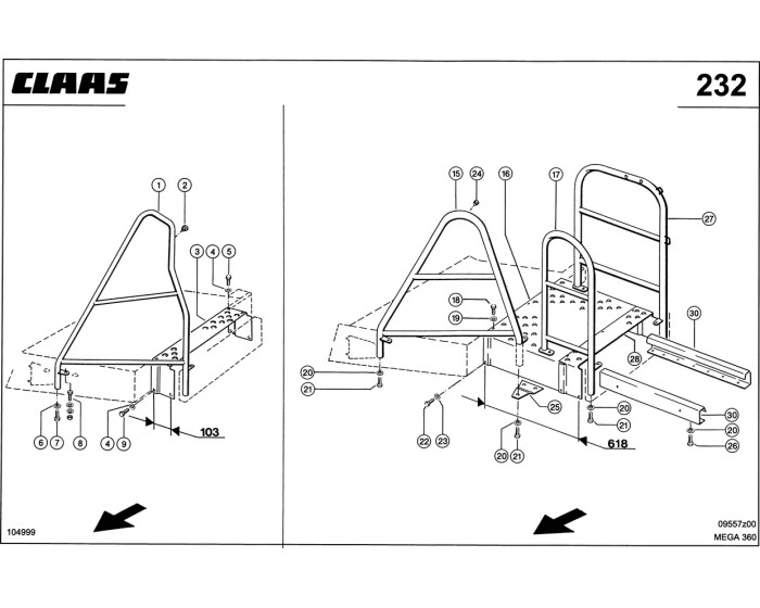 Расширение с перилами 103 + 618 Claas Mega 360-370