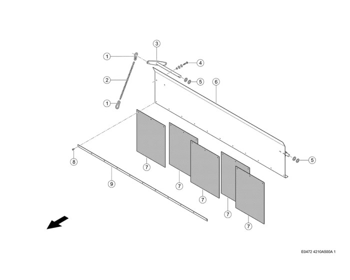 Счищающий лист / фартук схема 1 CLAAS Tucano 320
