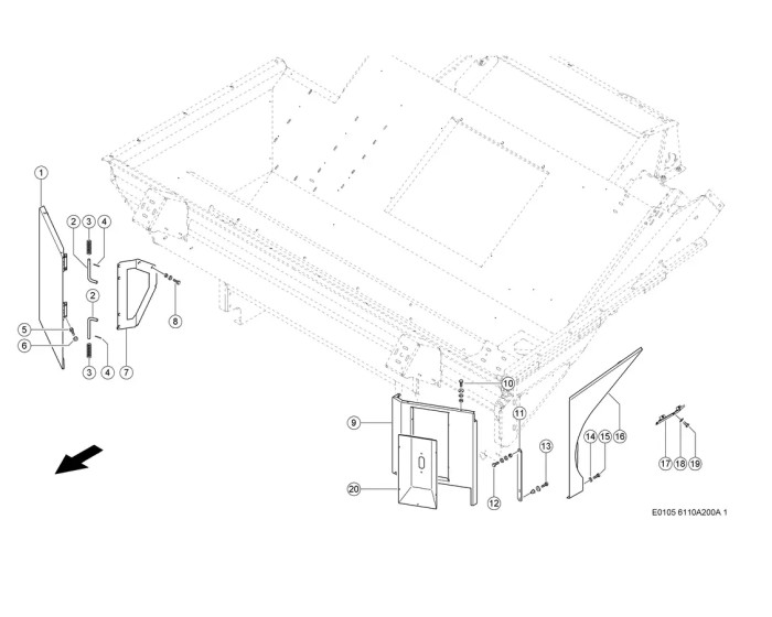 Монтажные Детали Зернового Бункера схема 1 CLAAS Tucano 420-430