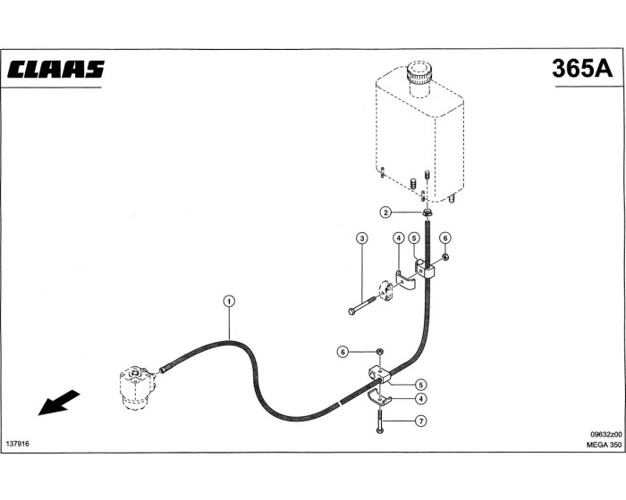 Гидропроводы, бак - насос-дозатор схема 2 CLAAS MEGA 350