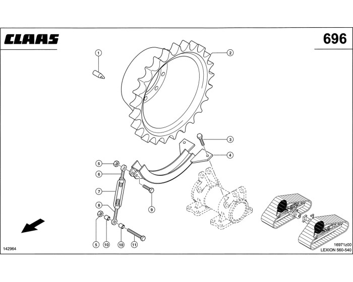 Стальной полугусеничный движитель Turas и набор для демонтажа схема 2 CLAAS Lexion 540-560