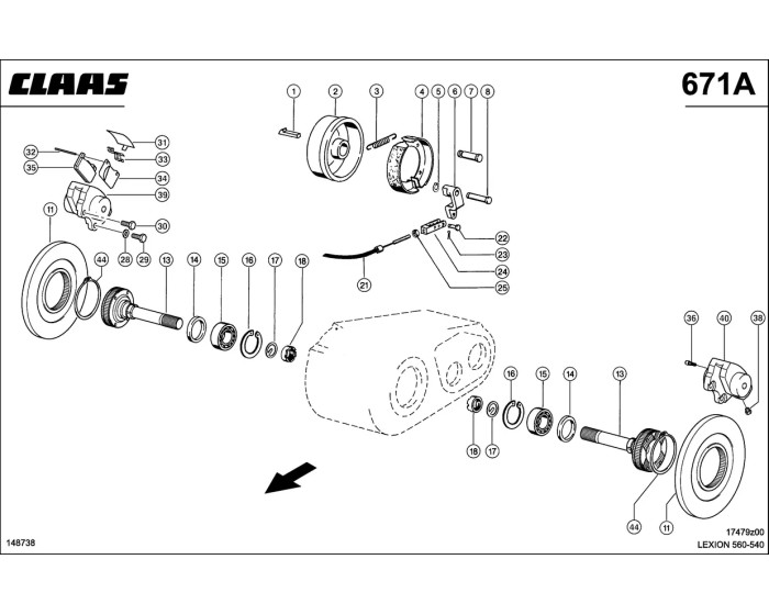 Привод движения тормоза схема 2 CLAAS Lexion 540-560