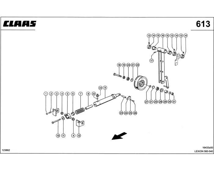 Привод измельчителя соломы 1 ступень схема 1 CLAAS Lexion 540-560