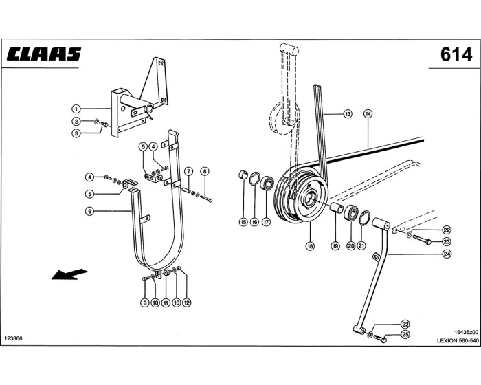 Привод измельчителя соломы 1 ступень схема 2 CLAAS Lexion 540-560