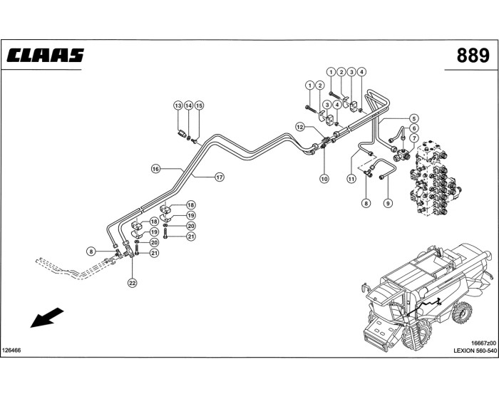 Гидропроводы, Реверс схема 2 CLAAS Lexion 540-560