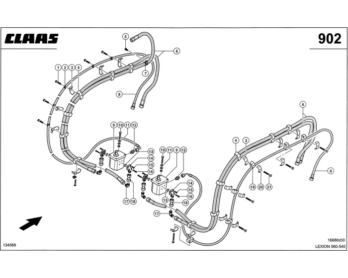 Гидропроводы, Распределитель Половы схема 3 CLAAS Lexion 540-560