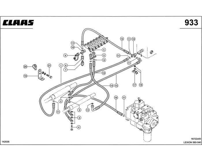 Гидропроводы, Низкое Давление схема 1 CLAAS Lexion 540-560