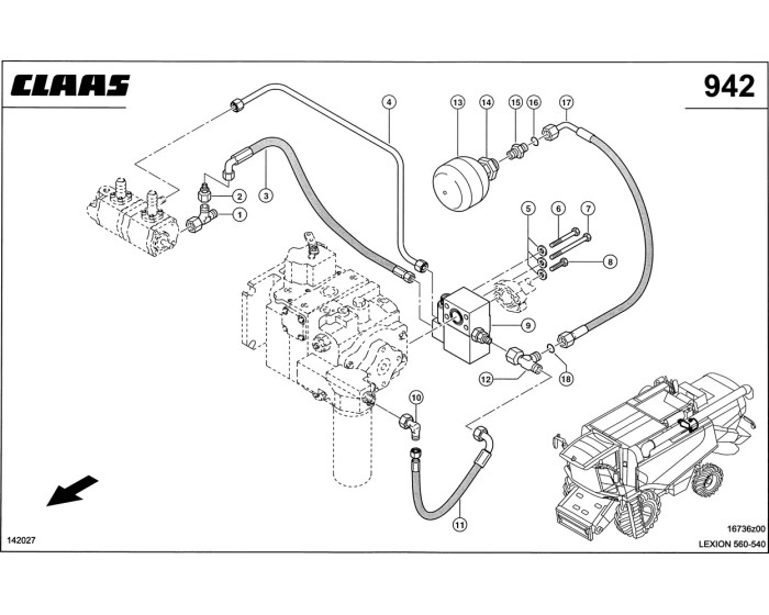 Гидропроводы, Тормозной Дроссель CLAAS Lexion 540-560
