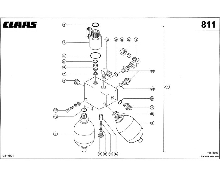 Демфирующий Клапан схема 1 CLAAS Lexion 540-560