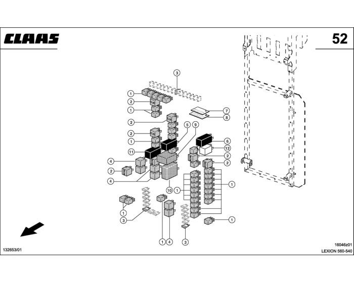 Центральная электрика реле и предохранители схема 1 CLAAS Lexion 540-560