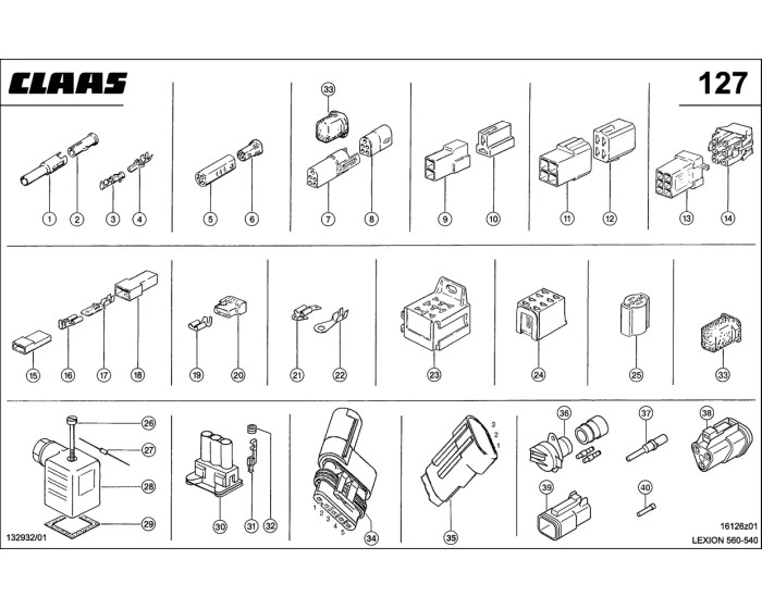 Штекеры кабельных комплектов схема 1 CLAAS Lexion 540-560