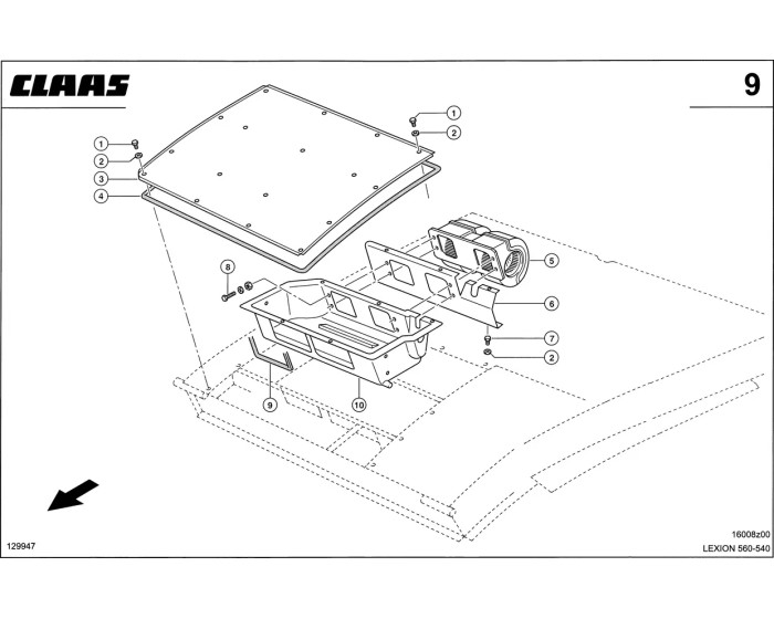 Кабина, Крыша схема 2 CLAAS Lexion 540-560