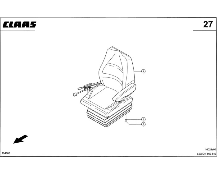Регулируемое пневматическое сидение схема 1 CLAAS Lexion 540-560