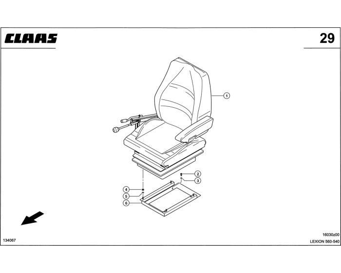 Регулируемое механическое сидение схема 1 CLAAS Lexion 540-560