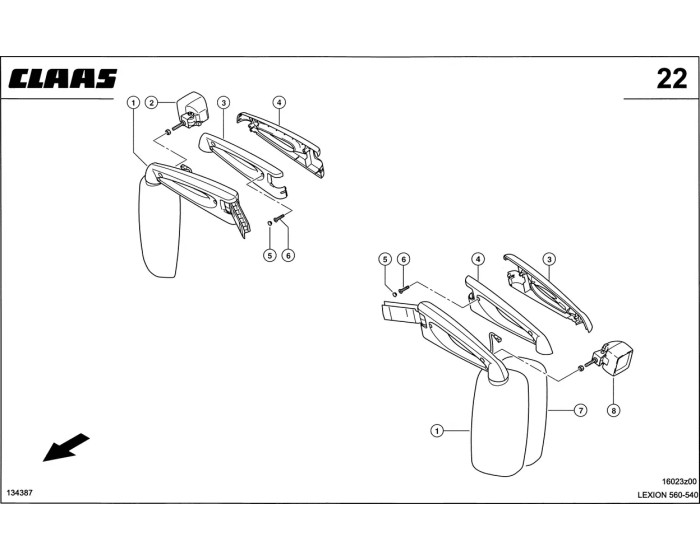Зеркало заднего вида электрическое регулируемое схема 1 CLAAS Lexion 540-560