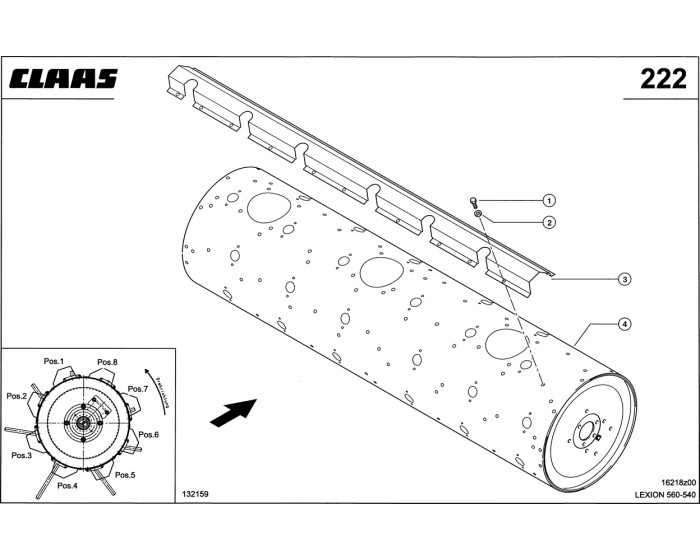 Пальцевый валец соломотряса схема 1 CLAAS Lexion 540-560