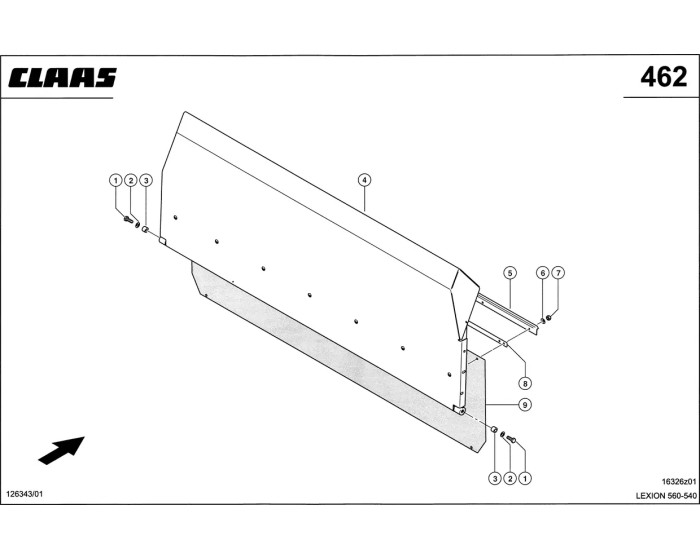 Измельчитель Соломы Направляющая схема 1 CLAAS Lexion 540-560