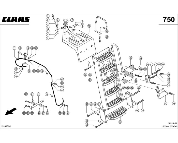 Лестница передняя для CLAAS LEXION 560-540