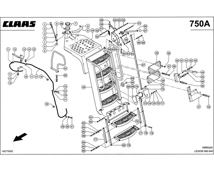 Лестница передняя для CLAAS LEXION 560-540, схема 2