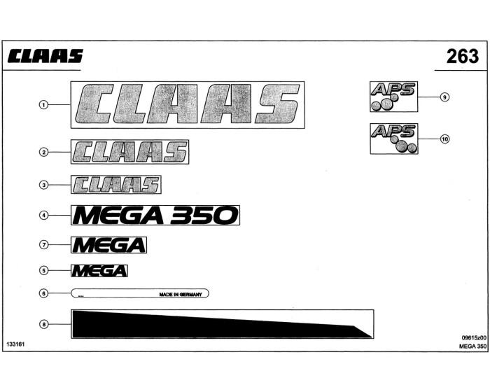 Наклейки схема 3 CLAAS MEGA 350