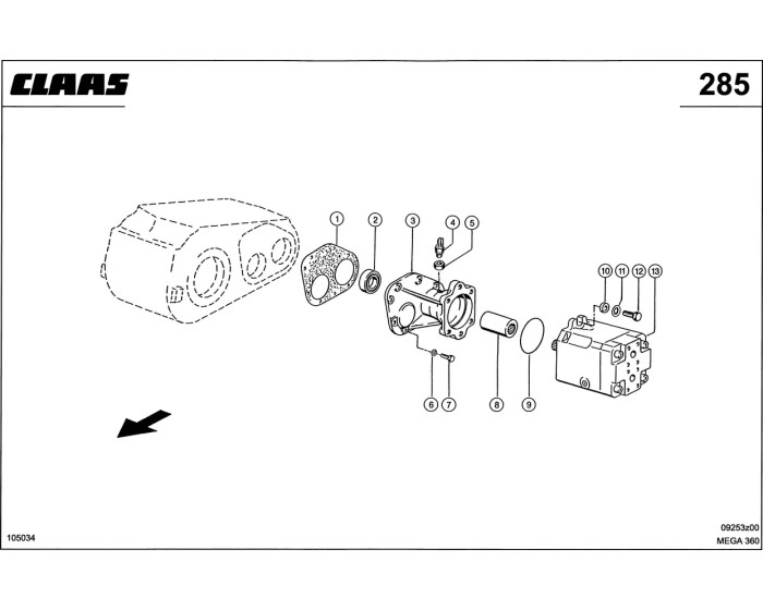 Объемный гидропривод колес Claas Mega 360-370